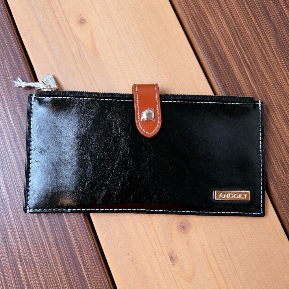 Andoilt Bifold Double Zip Wallet OS Black Brown
